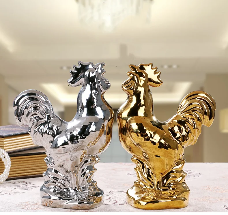 Современный цвета: золотистый, серебристый Керамика фигурка лебедя ремесел дома гостиной, ТВ шкаф украшения фэншуй офисные принадлежности искусство