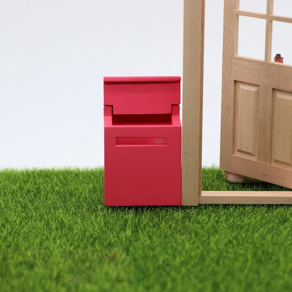 1:12 Mini Wood Letterbox Mailbox Doll House Miniatures Accessory Dollhouse Colorful Wooden Mailbox Miniature DIY Doll Furniture
