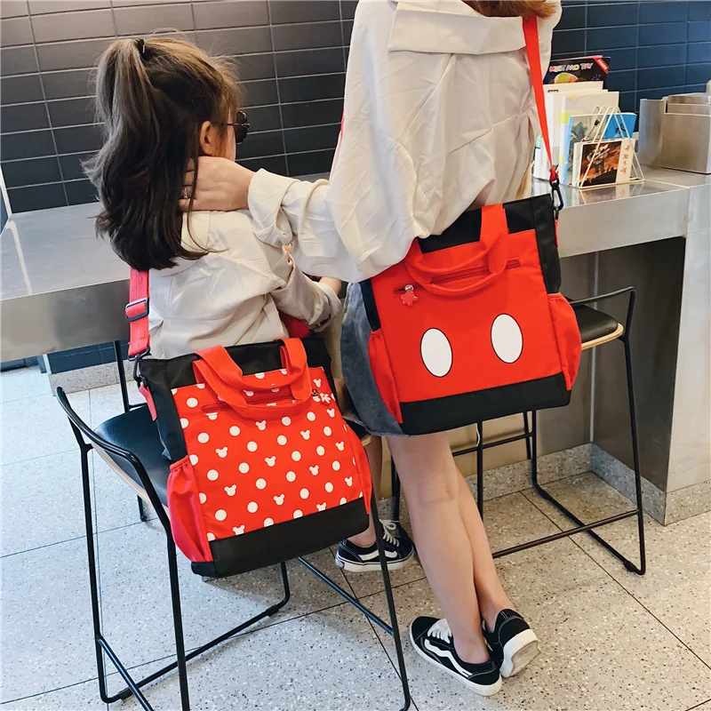 

Disney Mickey mouse Parent-child cartoon nylon large capacity lady messenger shoulder bag 2019 new bucket bag female handbag