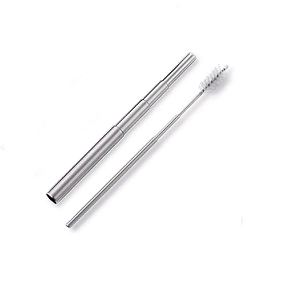 Portable Stainless Steel Straw Telescopic Drinking Straw Adjustable Collapsible Straw With 1 Brush Reusable Tubule 3