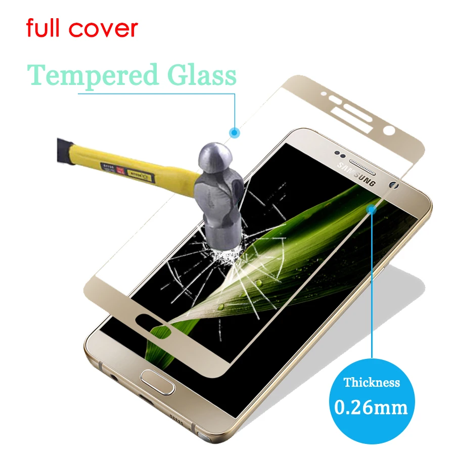 

Full Cover Tempered Glass For Samsung Galaxy A5 A7 2016 Screen Protector on Note 4 Note5 S6 S7 9H 2.5D Curved Protective Film