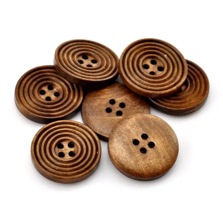 

50PCs Coffee Buttons 4 Holes Sewing Accessories Round Natural Wood Sewing Buttons For Coat Scrapbooking Wholesale Needlework