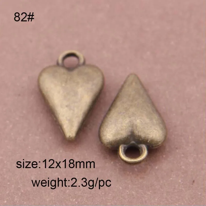 

20pcs Heart Charms Antique Bronze Tone Tiny Mini Heart 3D Bulk Charms 12*18mm