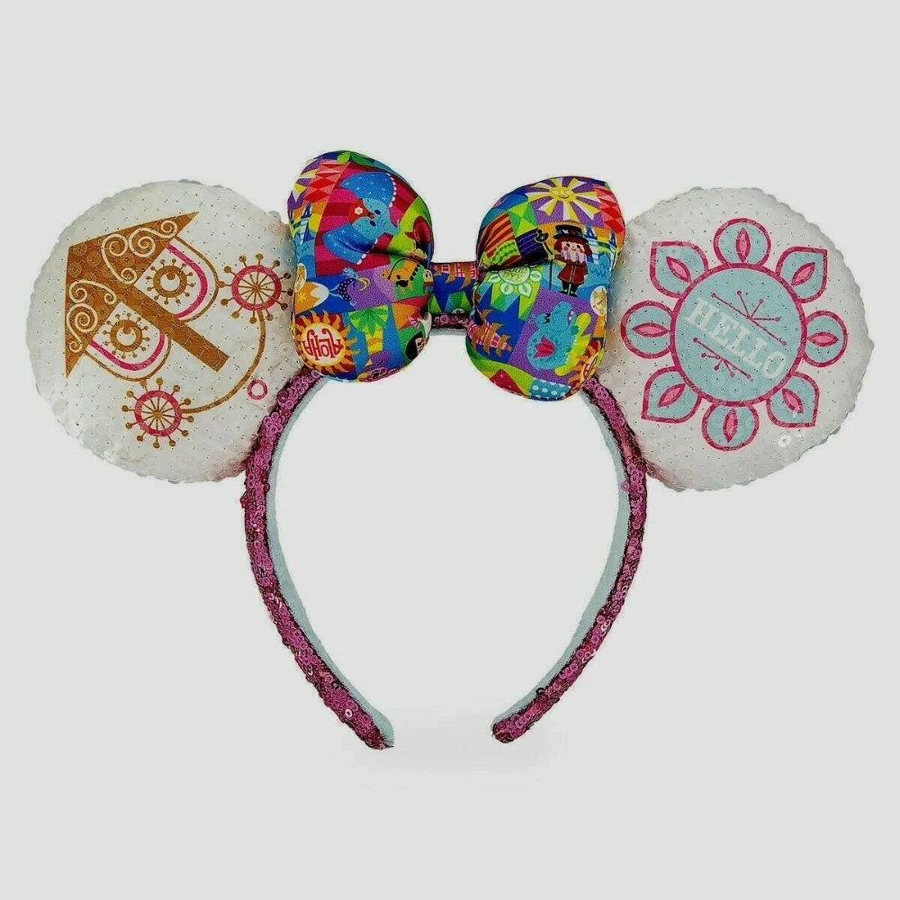 Disney Parks it's a small world Clock Minnie Mouse Sequin Ears Headband