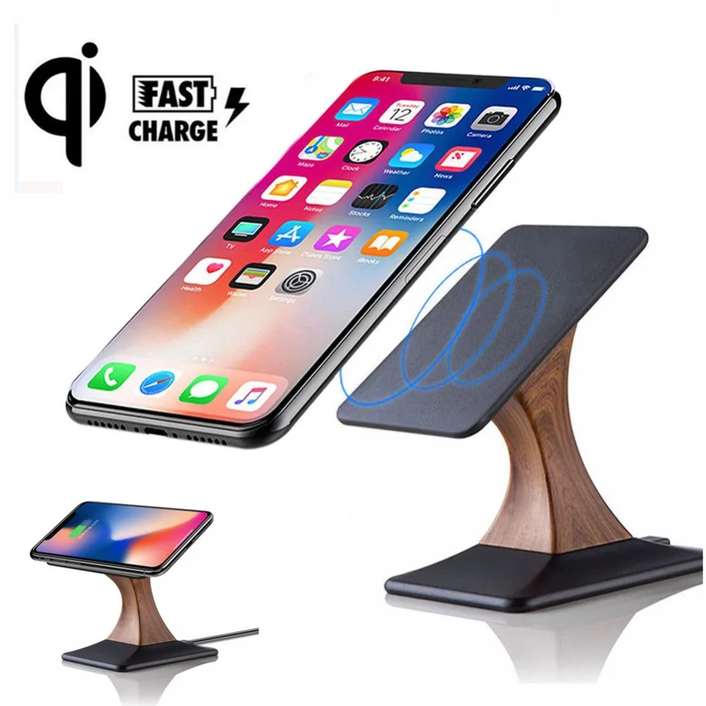 Online Soporte de carga para teléfono QI cargador inalámbrico 10 W para iPhone XS Max XR 8 Plus Samsung Galaxy S7 Note 9 carga inalámbrica rápida