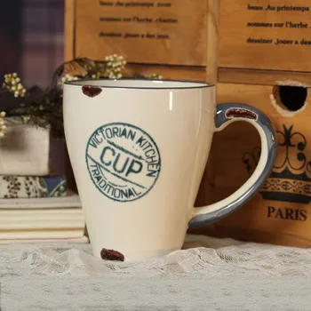 

Nostalgic Wind Series Ceramic Mug Elegant Embossed Coffee Mug Ceramic Milk Mug Office Meeting Tea Mug