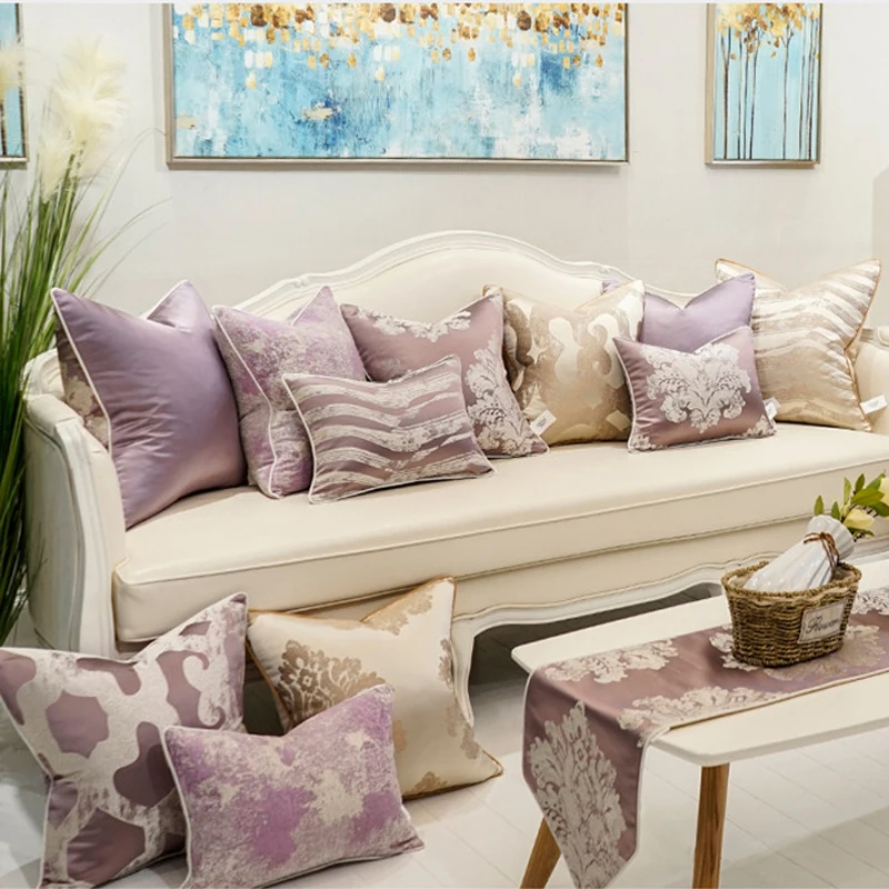 

European Cushion Cover Luxury Pillow Cover Design Purple Geometry Coussin Home Cojines Decorativos Para Sofa Housse De Coussin