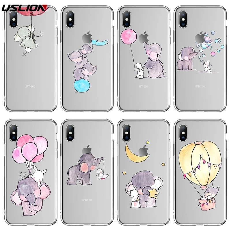 

USLION Patterned Mobile Phone Cover For Iphone 5 5S SE 6 6S PLUS 7 8 7Plus X XR XS MAX Lovely Animal Soft Back Case For Iphone