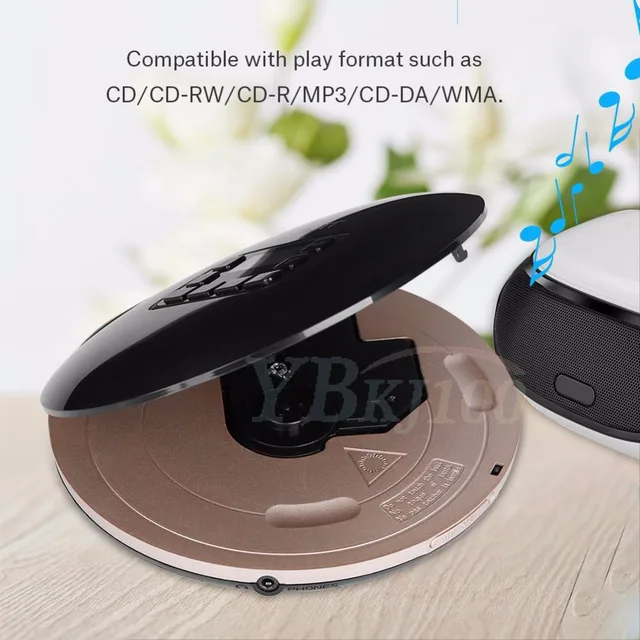Free Shipping Black Portable CD Player LCD Display Audio Music Travel CD-R CD-RW MP3 With Earphone EU/US Power Adapter