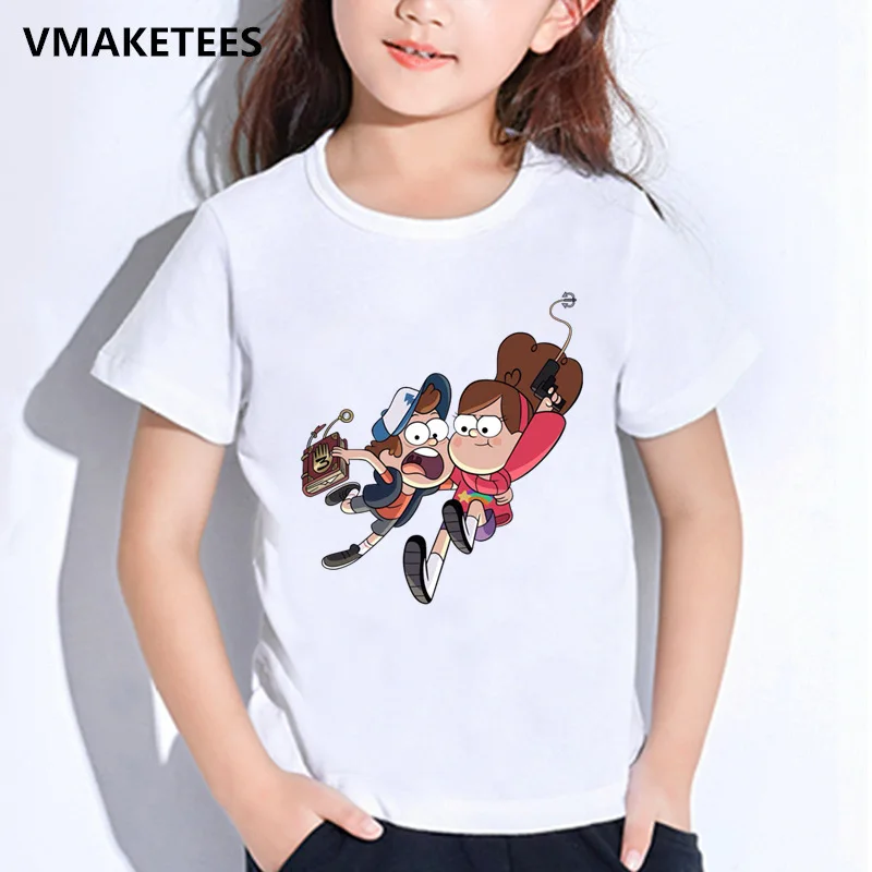 Для детей, на лето для мальчиков и девочек; футболки с рисунком Gravity Falls Гравити Фолз-чашечки сосна с рисунками героев мультфильма Детская футболка забавная одежда для малышей футболка, HKP2415 - Цвет: HKP2415G