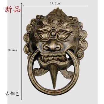 

[Haotian vegetarian] Chinese antique beast head knocker large lion head copper handle copper door handle shop HTA-08