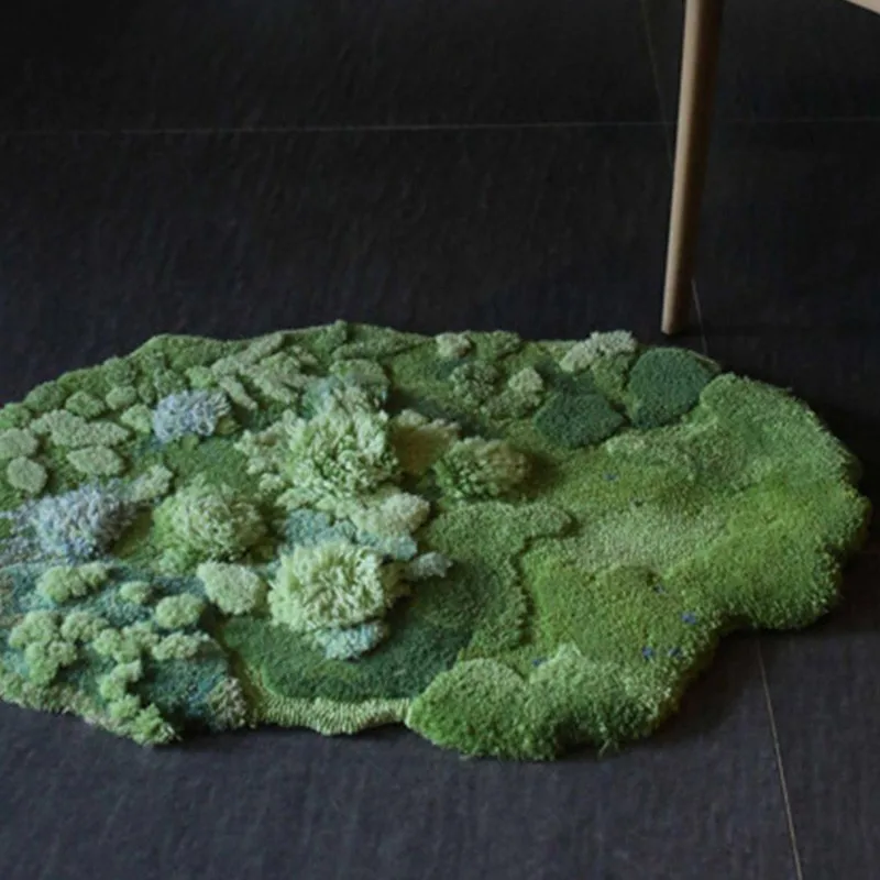 Маленький сад 3D узор ручной работы шерсть смешивание ковер, пасторальный стиль украшения зеленый маленький ковер