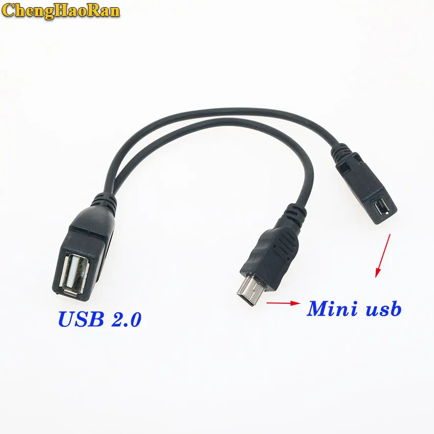 

ChengHaoRan USB 2.0 female to Mini 5Pin Cable Y Splitter 2 in1 Data Cable For HDD usb 2.0 female +mini usb male female