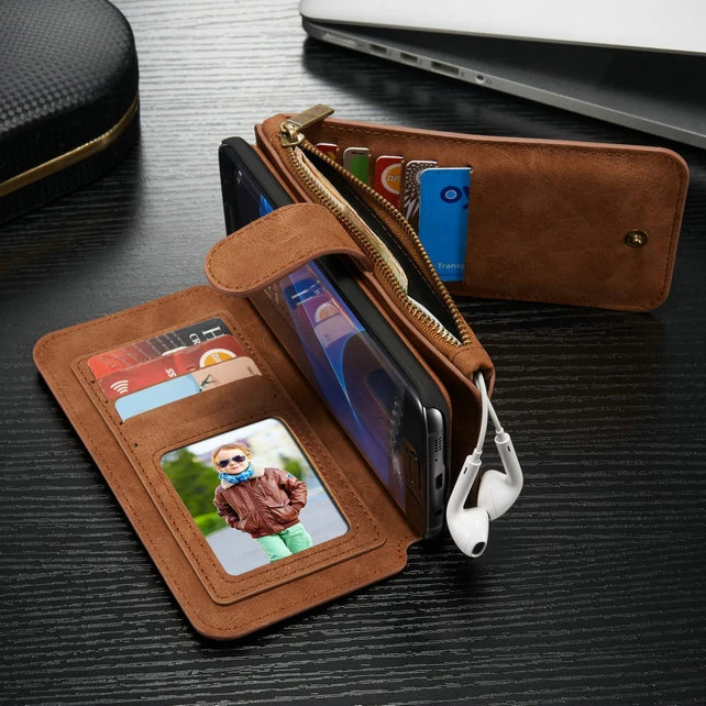 

Original CaseMe For Samsung Galaxy S7 Magnetic Leather 14 Card Slots Flip Stand Zipper Wallet Case For Galaxy S7