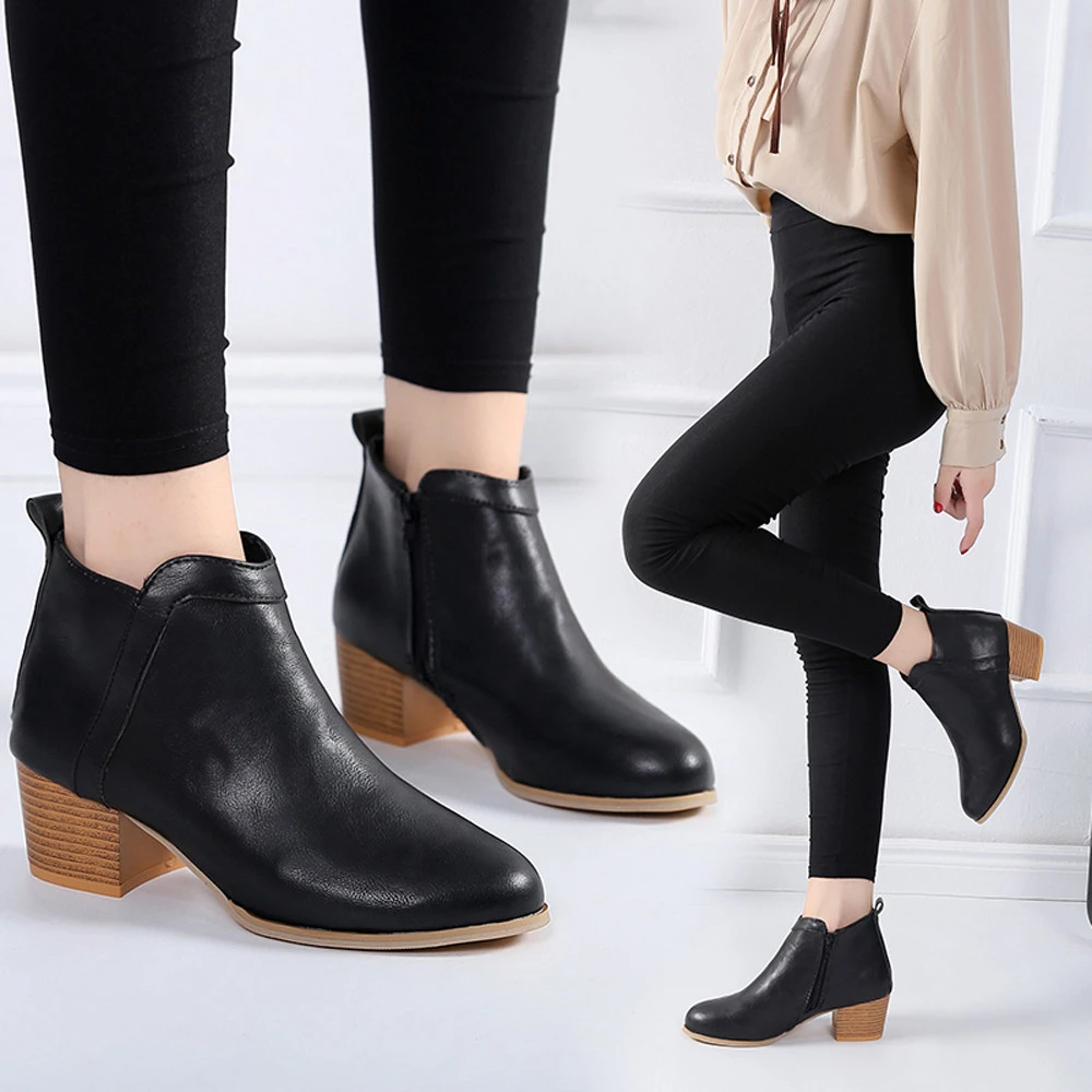 vintage low heel ankle boots