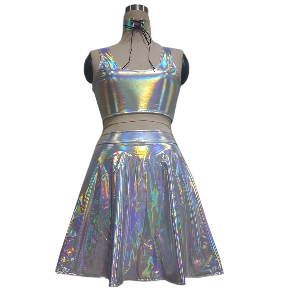 Holographic Choker Skirt Festival Rave 