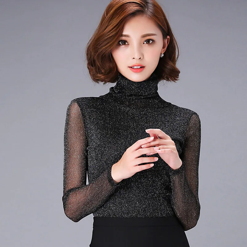 

Women Blouses Long Sleeve Turtleneck Winter Elegant Women Blouse Fashion Women Tops Big Plus Size Ladies Blouses