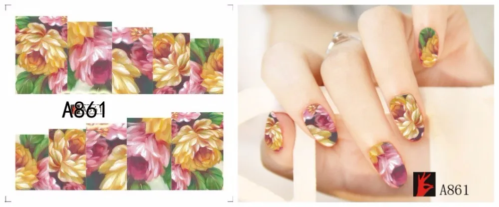 12 листов цветочный дизайн Дизайн ногтей воды Перевод надписи наклейки для ногтей ползунок тату для ногтей Интимные аксессуары Красота