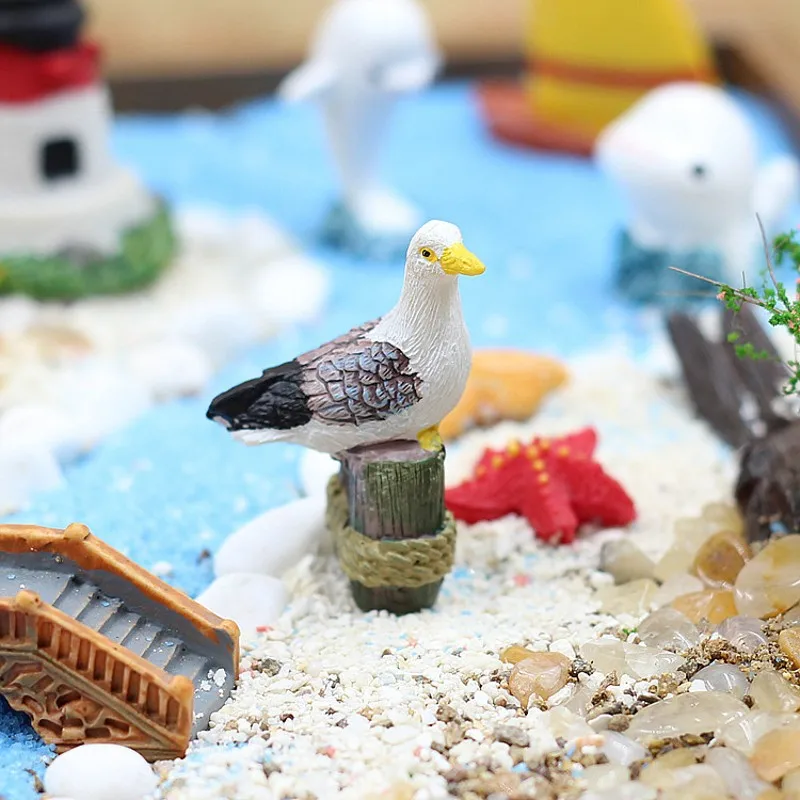 

20pcs/lot Seagulls style Aquarium Micro landscape Resin Figurines and Miniatures Mini bird Bonsai decoration BJ09