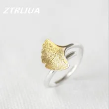 Hot Sale Exquisite Elegant Temperament Apricot Leaf Opening Ring Anti-allergic 925 Sterling Silver Jewelry SR46