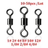 10-50pcs/lot Stainless Steel Fishing Bearing Swivels Interlock Rolling Swivel with Hooked Snap Fishing Hook Connector Tackle ► Photo 2/6