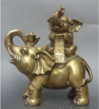 

8.4" Chinese folk geomantic brass elephant statue sculpture