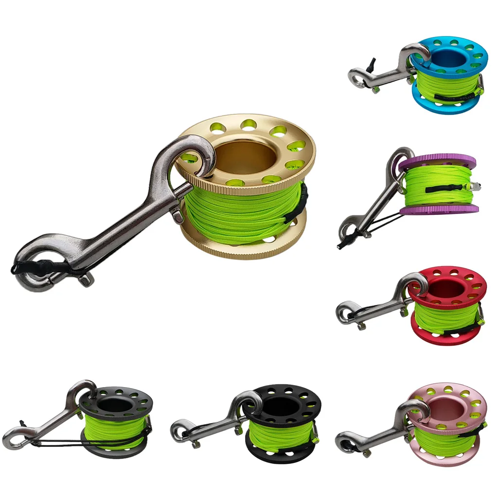 Finger Reel Diving Gear Double Ended Snap Bolts Dive Wreck Scuba Diving Accessories 49ft