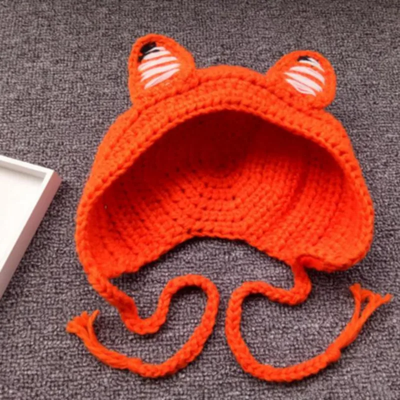 DIY Knitting knitting wool Hats Baby Fox, ears, wool, hat, thickening, warmth, ear protectors, knitted caps