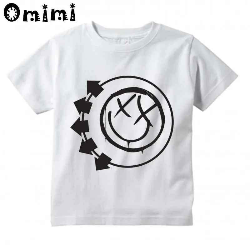 Boys/Girls Blink 182 Rock Band Smiley Face Design T Shirt Kids Great Casual Short Sleeve Tops Children's Funny T-Shirt - Цвет: oHKP501E