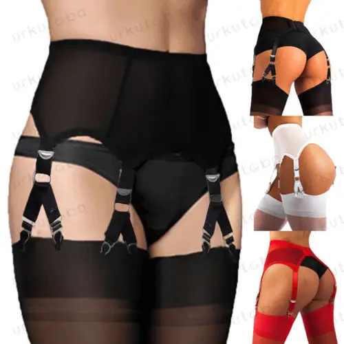 Summer New Women High Waist Suspender Garter Belt Sexy Sheen Front & Lace Lingerie Garters Plus Size Fahion Sexy
