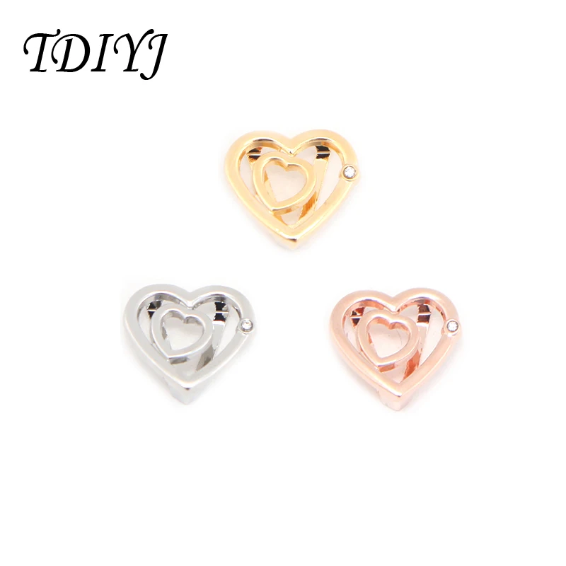 TDIYJ 9pcs/lot Zinc Alloy Heart Slide Charms for 10mm Leather/Mesh Bracelets Keeper Women Gifts | Украшения и аксессуары