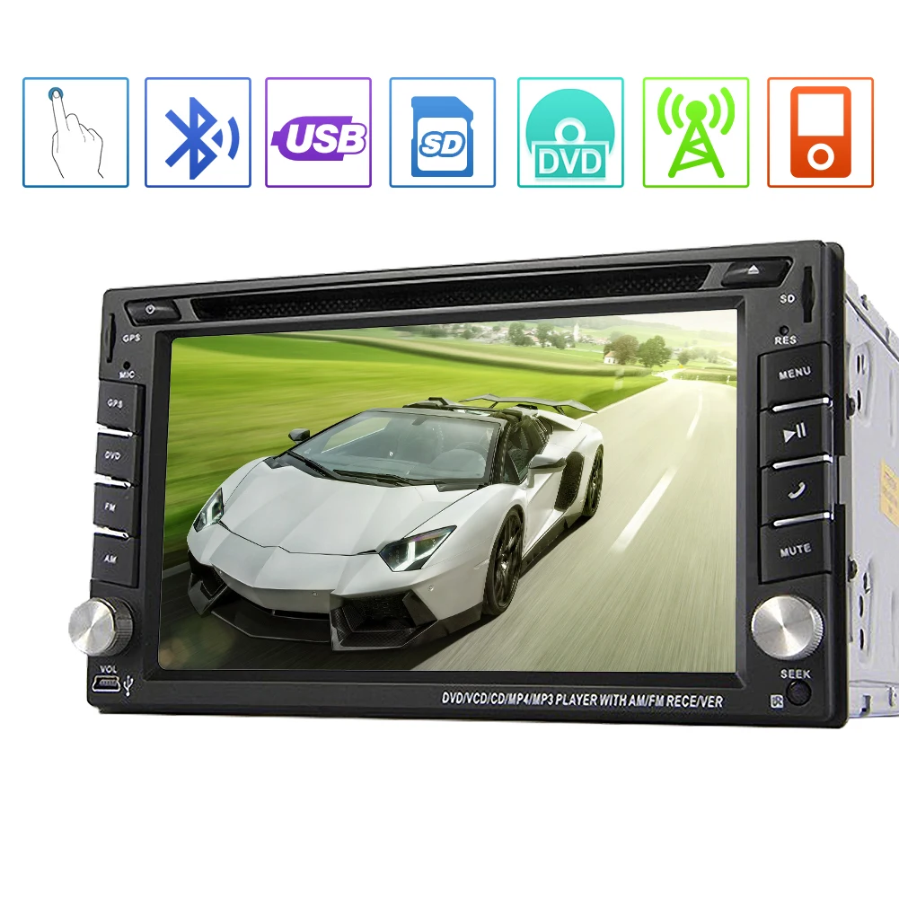 

MP3 Stereo AMP Music HeadUnit Autoradio Logo Receiver 3D PC 6.2 Inch Sub SD MP5 Radio GPS Map Car DVD System Video