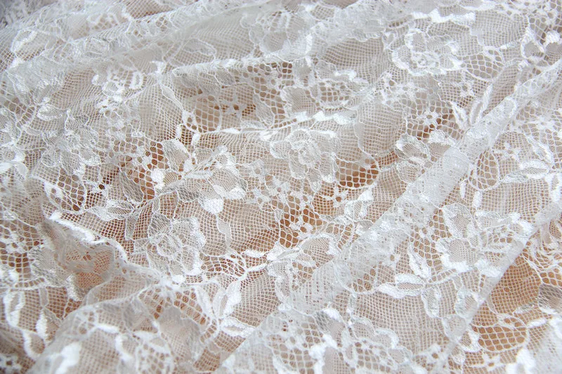 0.91x1.5 meter wide ivory tulle gauze mesh fabric 2 sides embroidery
