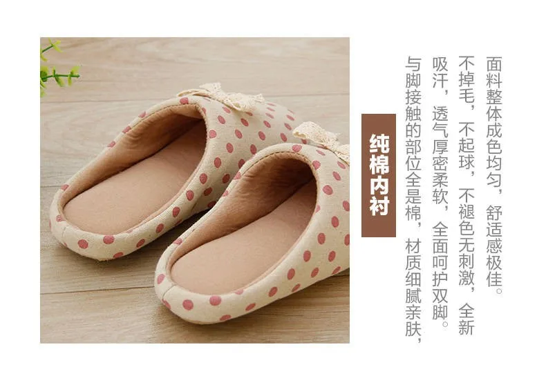 Simple household slippers fashion slippers, non slip slippers spring and autumn Children's home shoes Girls bow cotton slippers