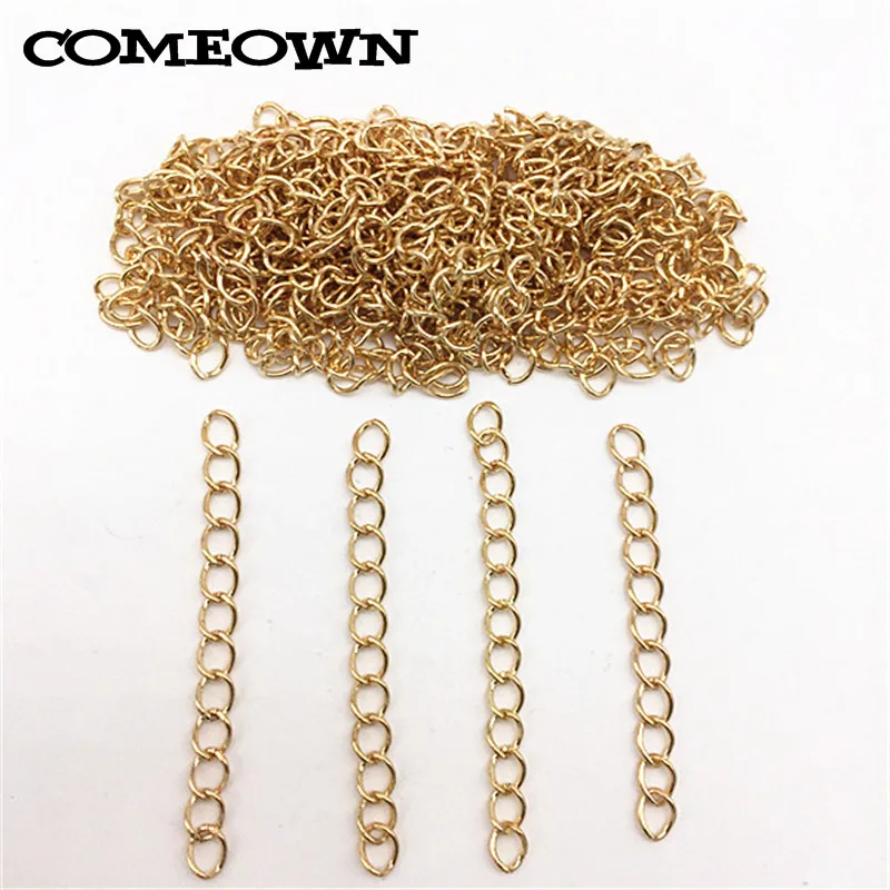COMEOWN 100 шт 4x50 мм удлиненные удлинительные цепочки 6 цветов хвостовой удлинитель для изготовления ювелирных изделий ожерелье браслет цепочка - Цвет: Rose Gold Color
