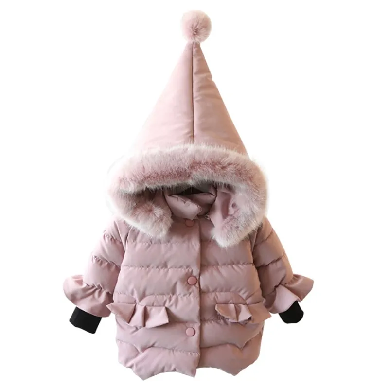 

Autumn Winter Baby Girls Clothes Cotton Jacket Coat Solid Warm Jacket Fashion Snowsuit Baby Hooded Jacket Outerwear