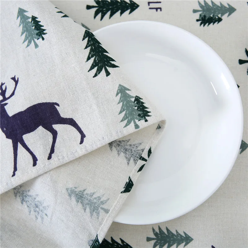 Kiwiberry home decorative Simple Nordic style deer forest print tablecloth Washable dinner table cloth  toalha de mesa 11 sizes