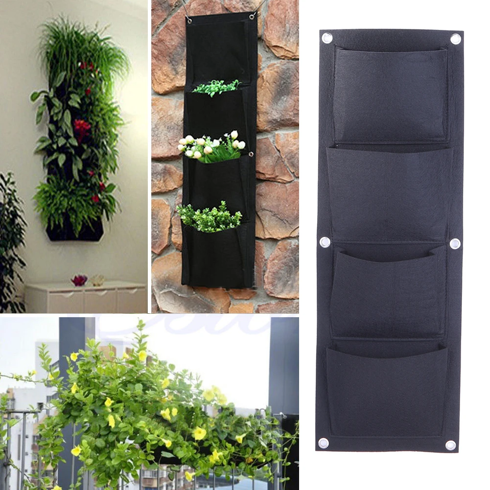 4-кашпо с карманами мешок расти двухкамерный комнатный, уличный, настенный балкон сад подвесная сумка для выращивания зелени цветы травы овощи