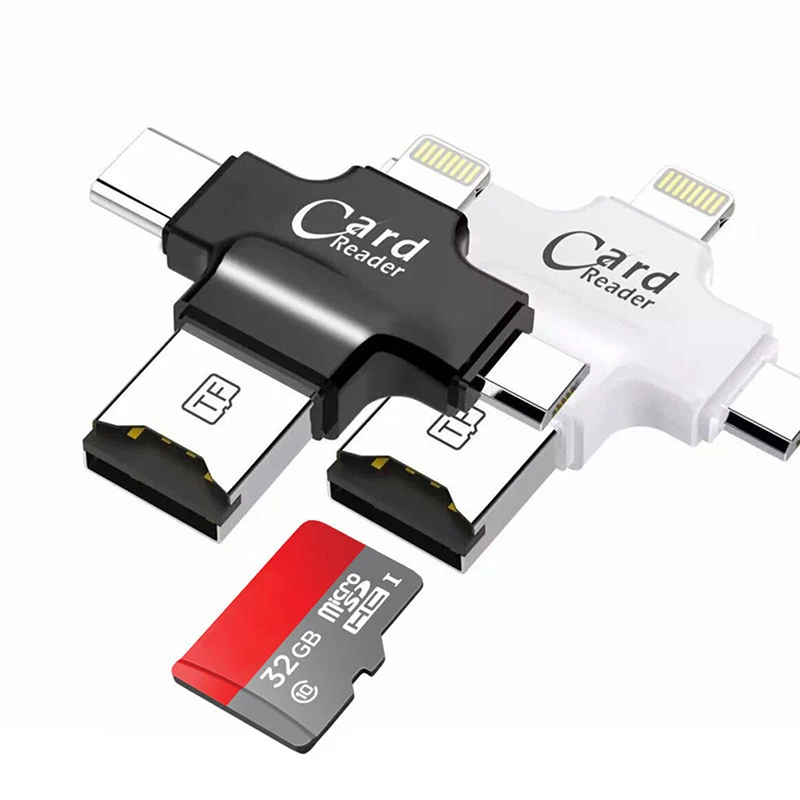 Стильный 4 in1 Micro Тип USB c OTG TF Card Reader для iOS iPhone Android для Samsung 4 в 1 TF (Micro SD) картридер