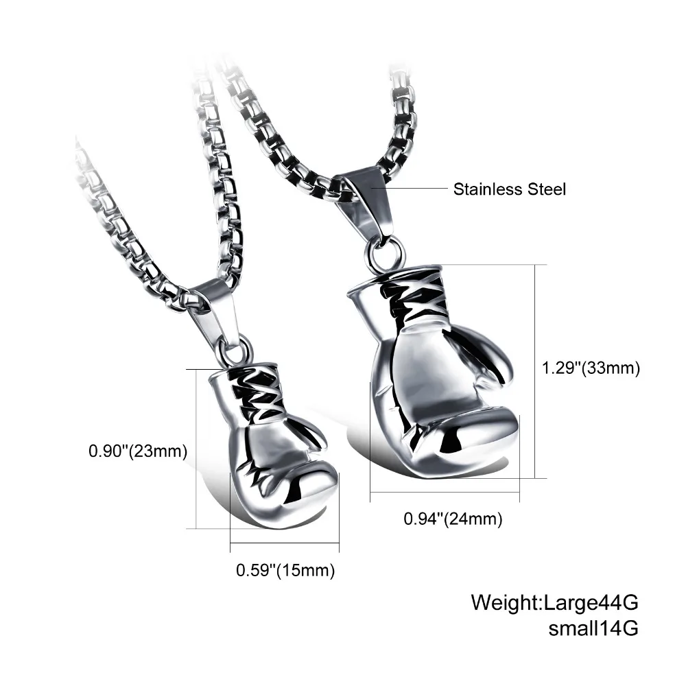 

CIFBUY Black/Steel / Gold Color Fashion Mini Boxing Glove Necklace Boxing Jewelry Stainless Steel Cool Pendant For Men Boys Gift