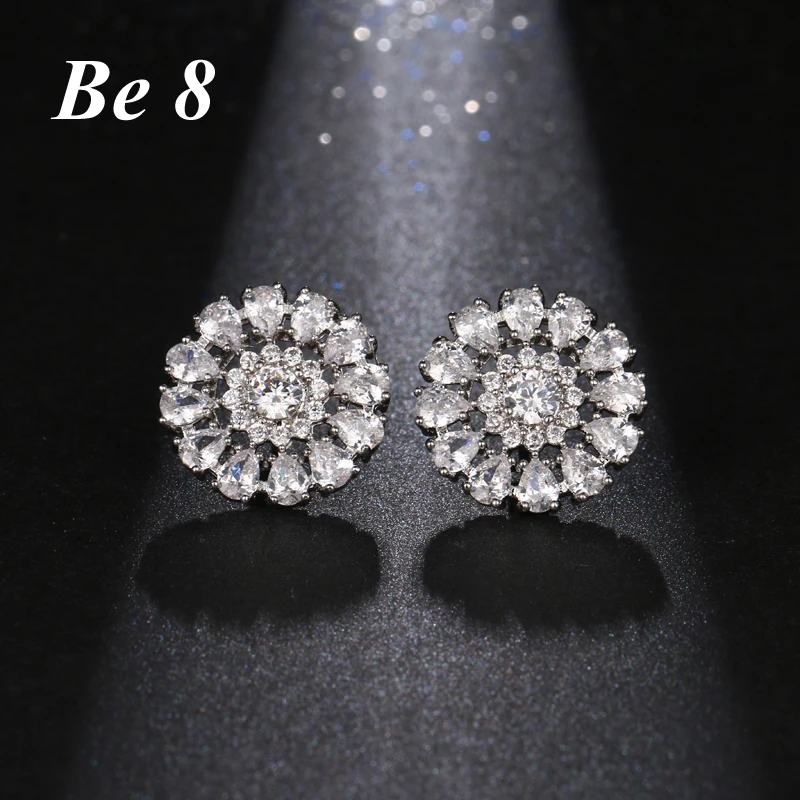 Be8 Brand Beautiful Flower Shape Earrings Aaa Cubic Zirconia Bridal