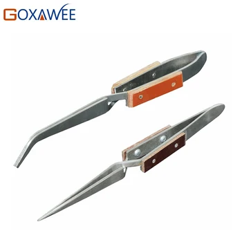 

2pc Straight Curved Soldering Tweezers Stainless Steel Tweezer Adiabatic Nipper Tools for Soldering Watch Jewelry Repair Tool