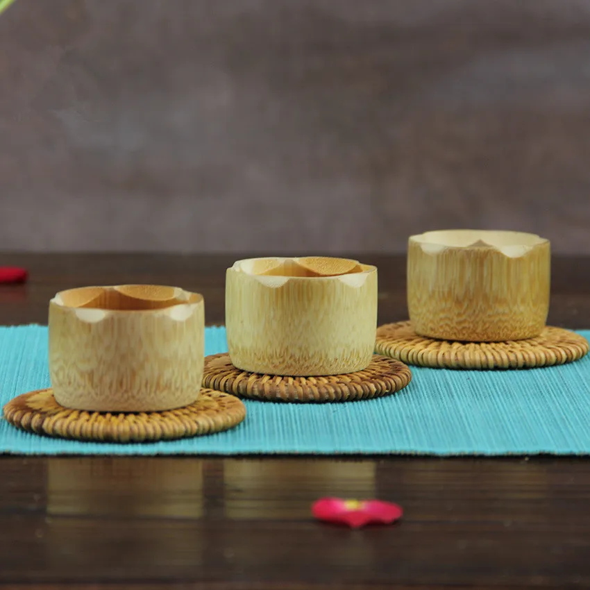Buy 2pcs/lot Natural Bamboo Tea Cup Mini Carbide Cup