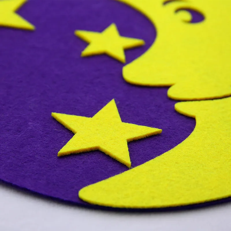 Felt Fabric Sheet Craft Fabric Flowers Cartoon Moon Star Felts Non-woven Cloth Felting Flower Tree Large Banyan Walls Kindergarten Kids Room Decoration