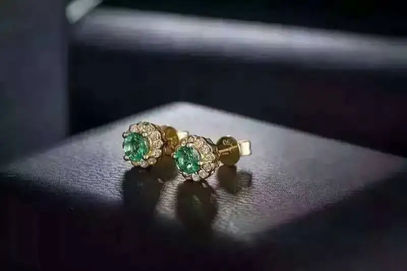 Женские серьги гвоздики из серебра 925 пробы с натуральным изумрудом|stud earrings|party