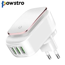 Powstro 3-Порты и разъёмы светодиодный светильник USB Зарядное устройство Адаптер 5В 3.4A Max 2-в-1 дорожное Сетевое зарядное устройство с американской автоматической идентификации мобильного телефона Зарядное устройство для iPhone samsung