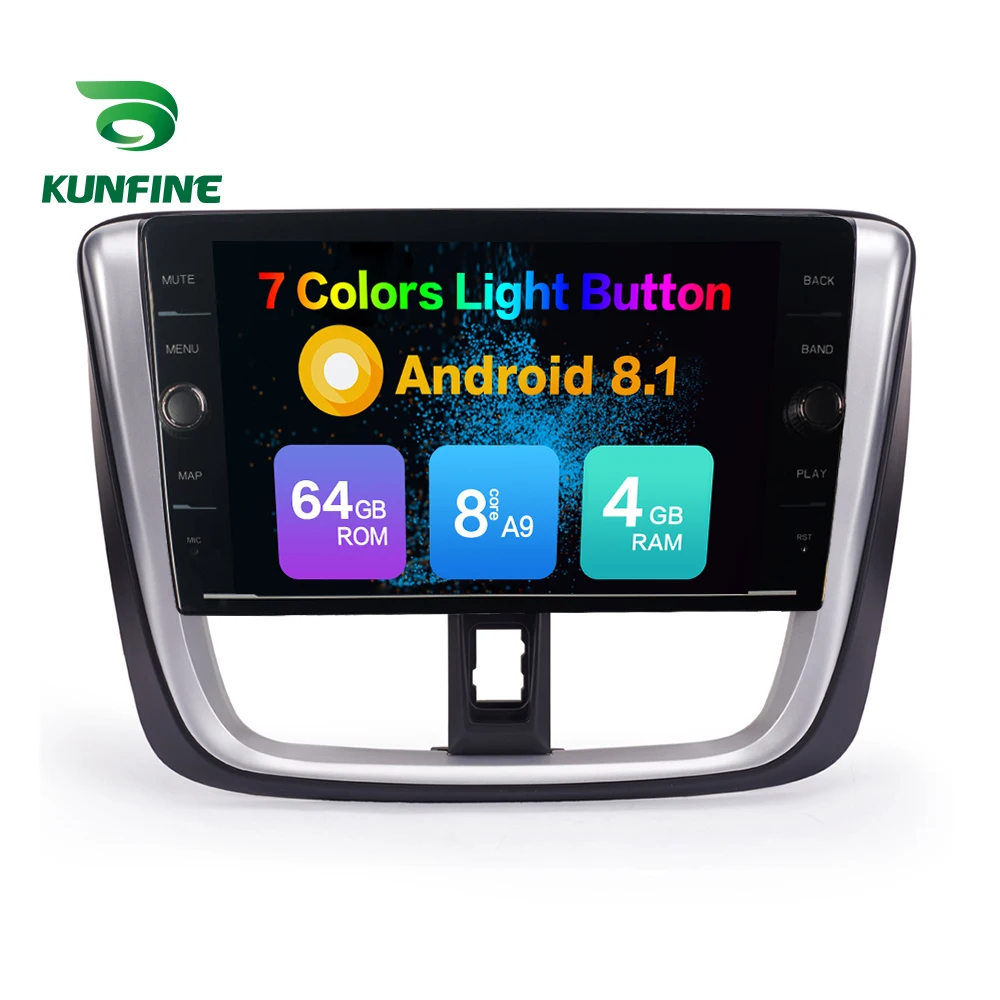 Perfect Octa Core 4GB RAM 64GB ROM Android 8.1 Car DVD GPS Player Deckless Car Stereo For Toyota Vios 2017 Radio Headunit Device 1