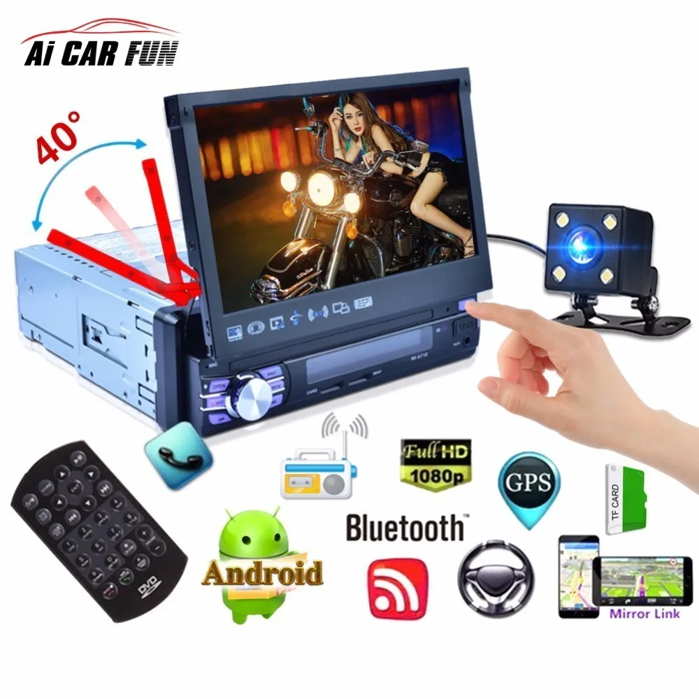 

7 Inch Android 6.0 Quad-core Car MP5 Player Bluetooth GPS Navigation 3G WiFi AM FM RDS Autoradio Automatic Retractable Screen