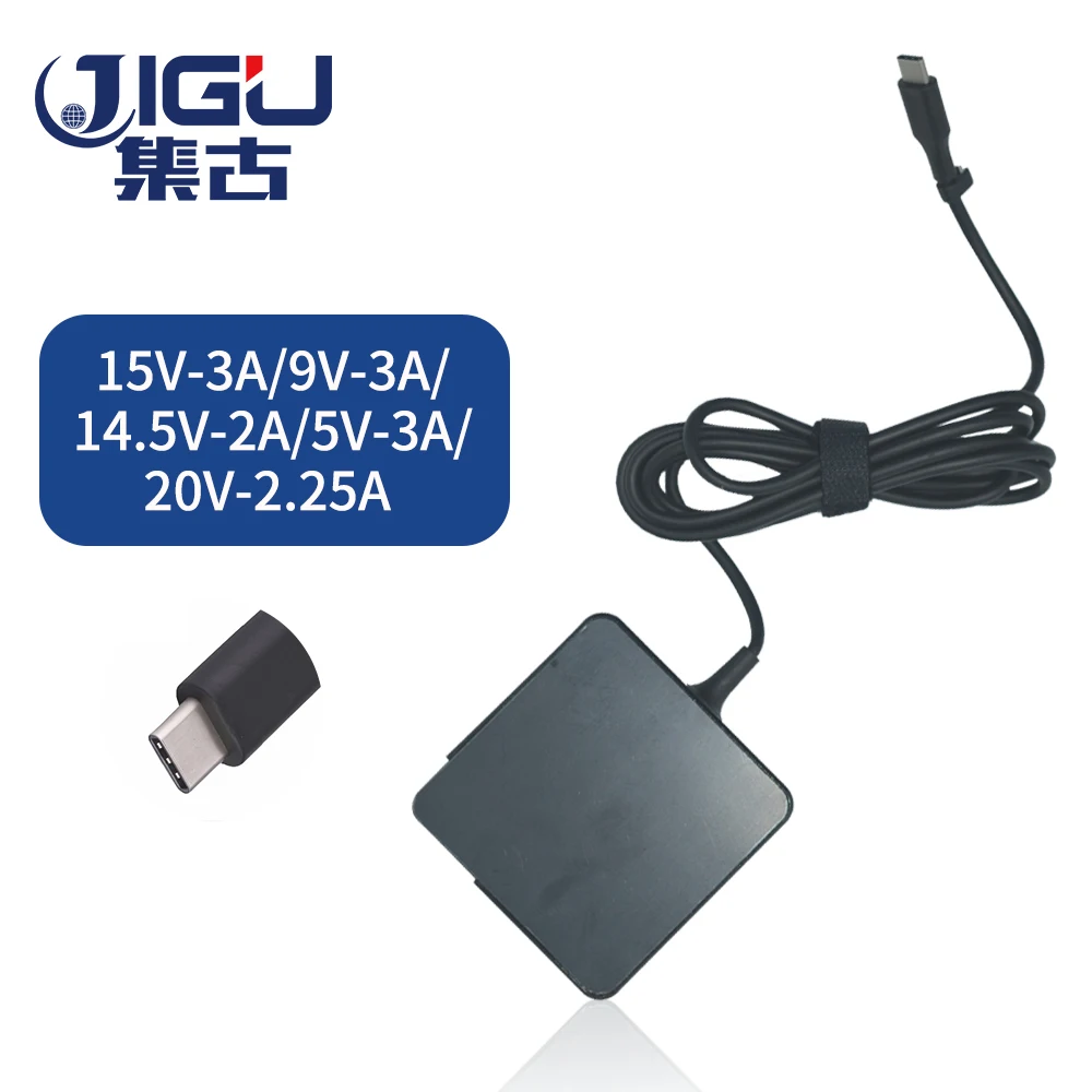  JIGU Fast Charger Type-C Power Adapter 45W 5V 9V 12V 3A 14.5V2A 15V3A 20V2.25A for MacBook Pro Lapt