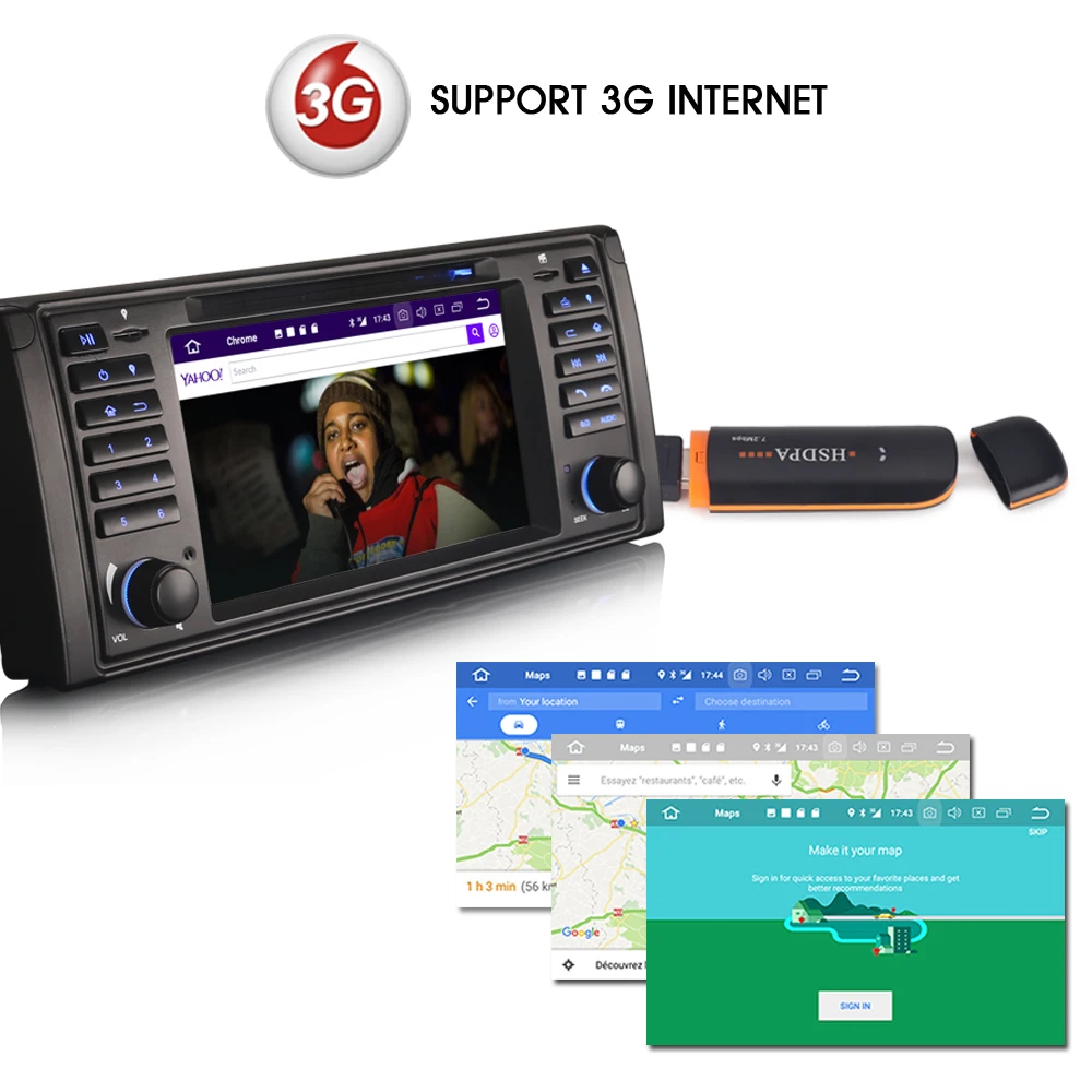 Best 8-Core Android 8.0 CD Head Unit GPS RDS Sat Navi DAB+ Radio BT WiFi 3G OBD DTV-IN CAM-IN Car DVD player FOR BMW E39 X5 E53 M5 4